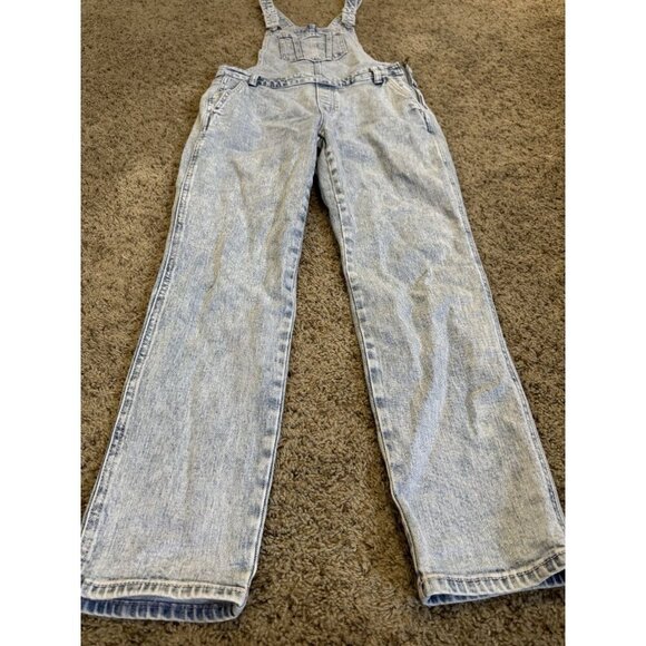 OLD NAVY Denim Acid Wash Overalls Straight Leg Workwear Y2K 90s Retro Casual 6 - Picture 9 of 12